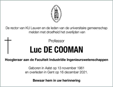 Berichtgeving overlijden de heer Paul De Cooman.indd